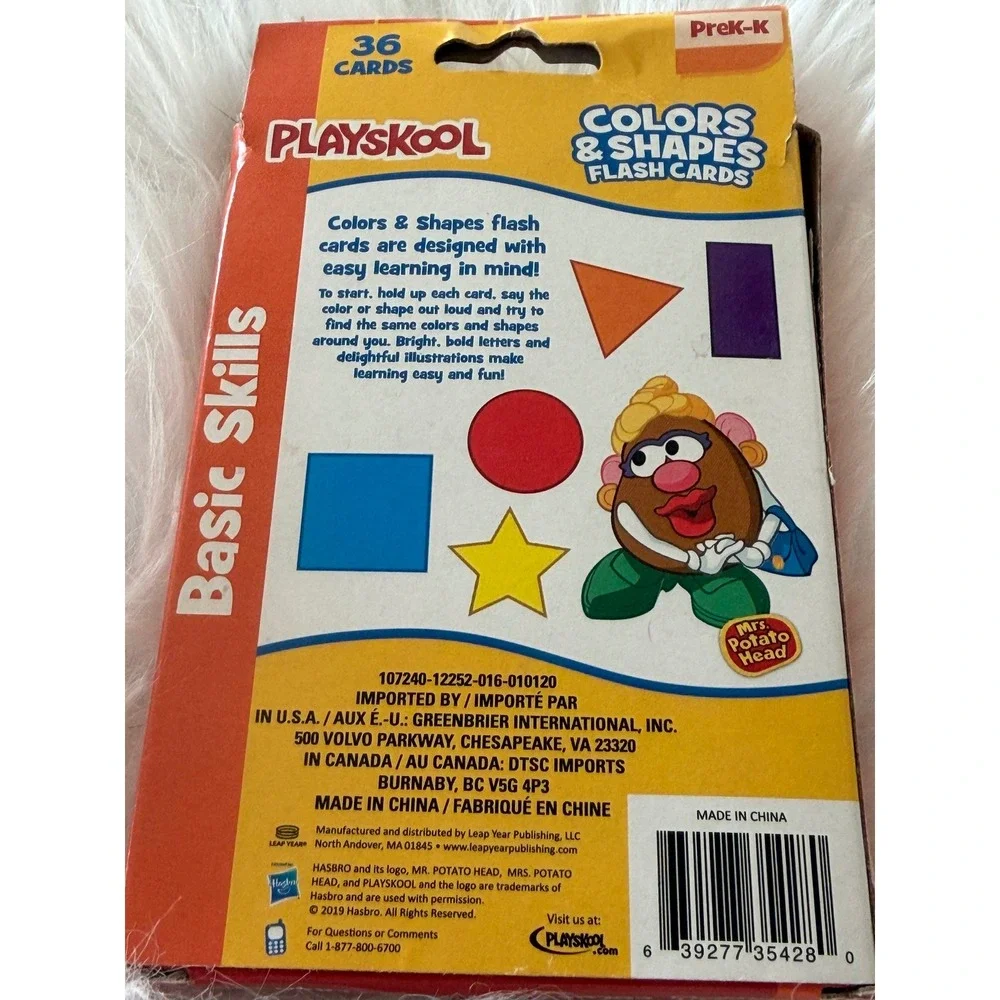 Playskool Colors & Shapes Flash Cards Mrs Potato Head PreK-K 36 Cards 107240